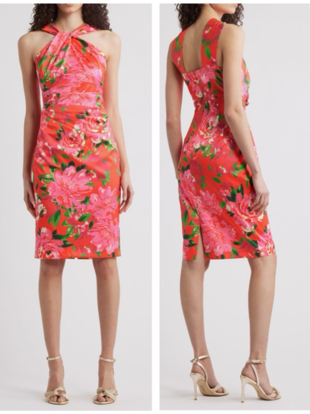 NWT Eliza J Twist Neck Tucked Waist Sheath Dress $168